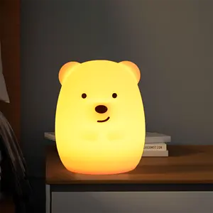 새로운 파티 생일 참신 선물 램프 침실 충전식 터치 LED 조명 휴대용 실리콘 3D 곰 야간 조명