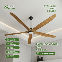 Ventilateur de plafond axial électrique décoratif à faible consommation d'énergie WYDS-A1880M-CR 6FT Abs pour intérieur avec lumière LED et télécommande