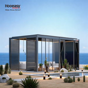 <span class=keywords><strong>Pergola</strong></span> bioclimatique Hooeasy moderne pour fêtes en plein air avec murs latéraux, volets, portes coulissantes en verre, rideaux, moustiquaire et <span class=keywords><strong>toit</strong></span> à lames - Product Image 1