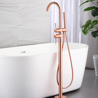 Robinet de baignoire à une poignée de filtre de baignoire indépendant au sol de haute qualité avec vanne de douche à main.