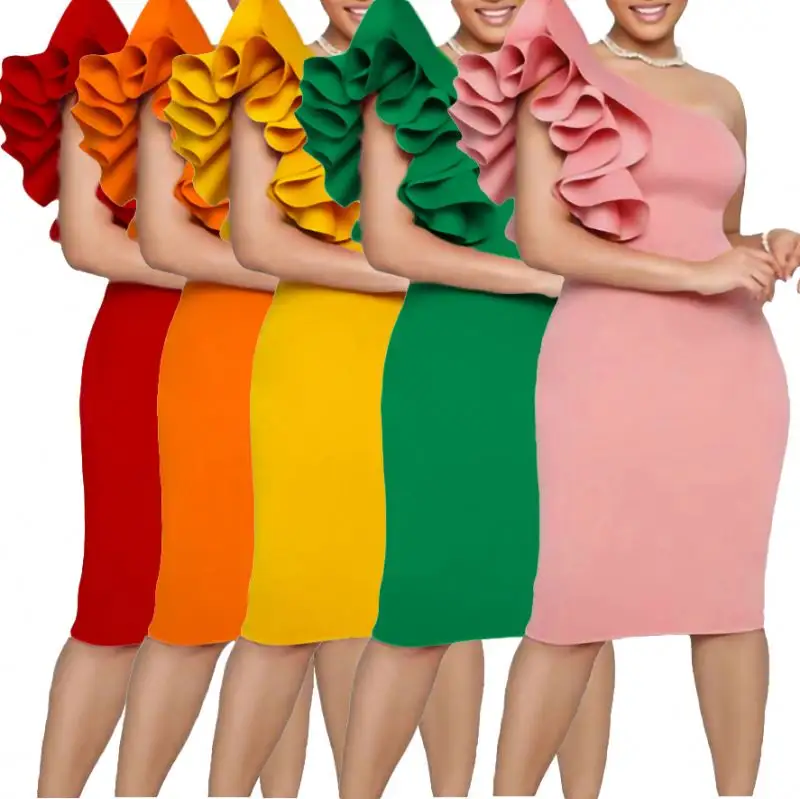 2023 Wholesale summer clothing women plus size women's dresses sexy elegant party dress ruffle formal gown evening dresses