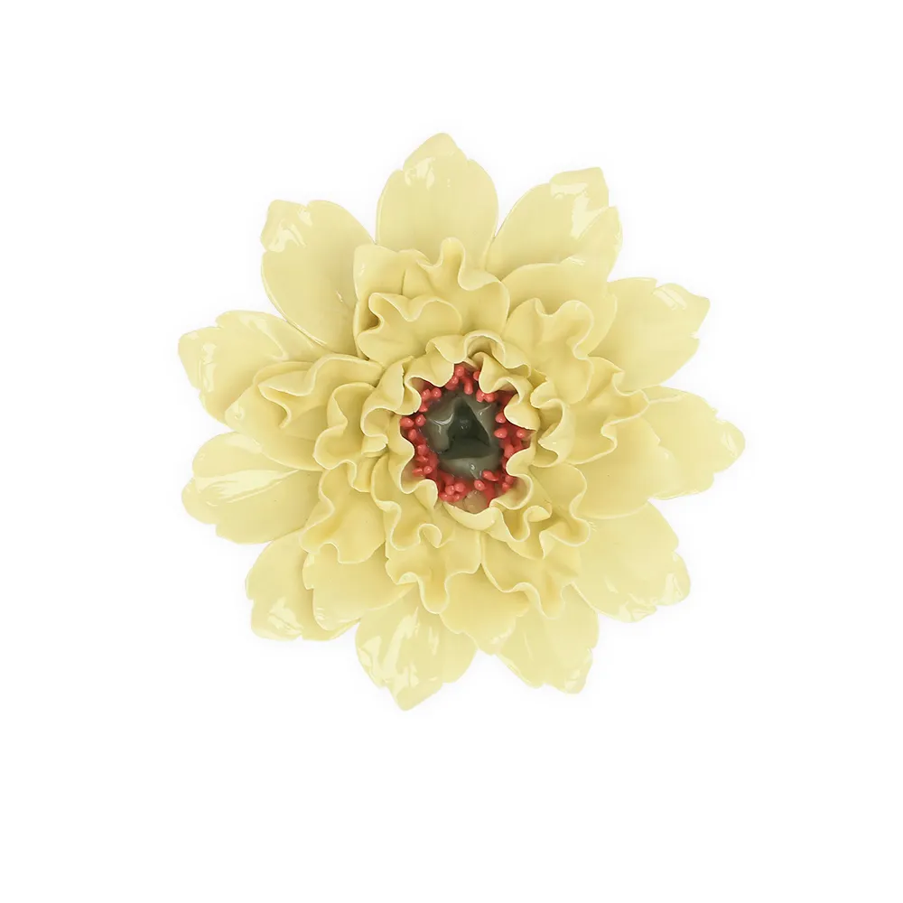 F002Y flower wall decoration ceramic decors yellow peony wall other home decor