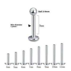 Zoryn G23 <b>Titanium</b> Alloy Natural Stone Ear <b>Studs</b> Bone <b>Studs</b> Ball Shape External/Internal Thread Design Gold/Rose Unisex - Product Image 3