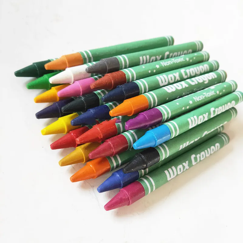 Logo personnalisé Crayon créatif amusant 24 couleurs 8*90MM Crayon de cire pour enfants non toxique