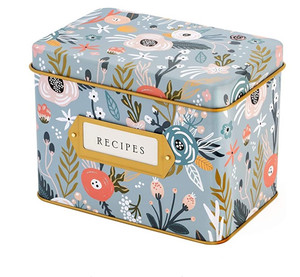 Tin Recipe Box Metal Box Tin Custom High Quality Empty Food Grade Metal Decorative Tin 4x6 Inch Tin Recipe Box With Card And Dividers