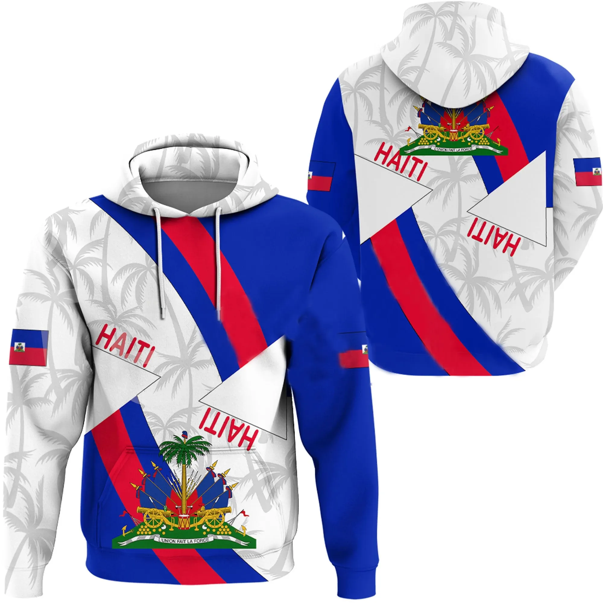 HAITI Pullover Diy Free Custom Name Number Haitian Sweatshirt Nation Flag Country Print Photo Clothes Hoodies Men Oversized