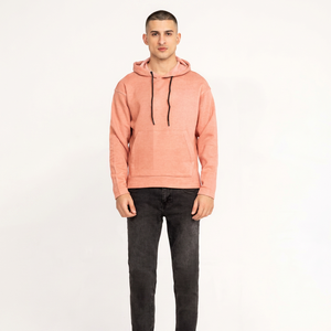 Sudadera con Capucha para Hombre, Color Durazno, Corte Regular, Algodón French Terry, Estilo Casual, con Bolsillo Canguro - Product Image 1