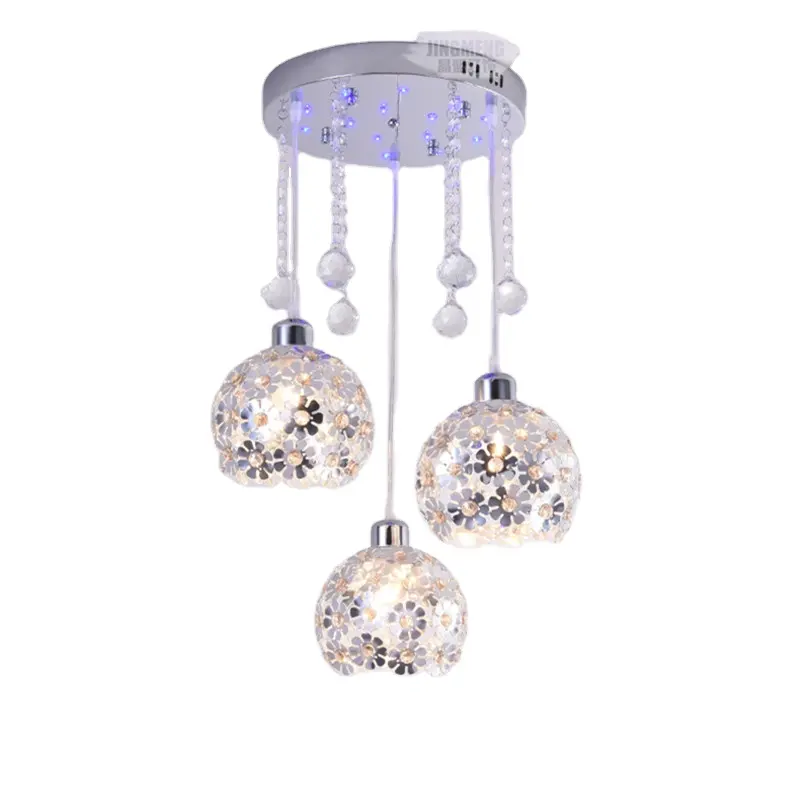 3 Heads Crystal LED Chandelier Bar Suspended Lighting Fixtures Restaurant Hanging Lights Nordic Bedroom Lamp