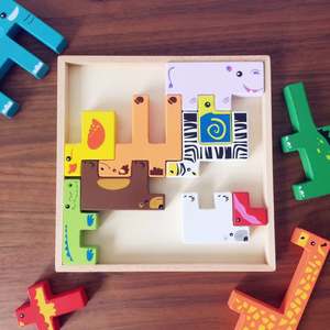 Giocattolo Educativo Hoye Crafts Blocchi di Legno Gioco di Intelligenza Creativa Blocchi Animali per Bambini Puzzle Impilabile in Legno - Product Image 5