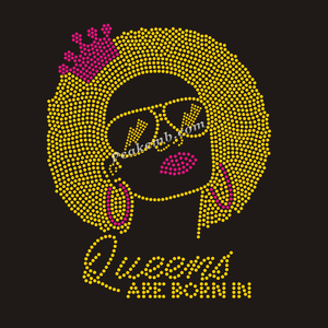 Bling Crystal I Slay I Pray Afro Girl Strass Bling Strass Hotfix Transferts pour Femmes T-shirts - Product Image 2