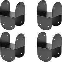 Connecteur de tige d'ancrage en acier au carbone Benchmark Base, support de fixation à capuchon noir, robuste pour structure en bois extérieure, finition émaillée au four