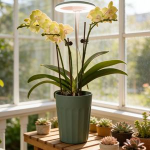 Lámpara LED para Orquídeas con Maceta Decorativa de Autorriego, Juego de Macetas Modernas con Asa para Decoración del Hogar, Oficina y Jardín - Product Image 3