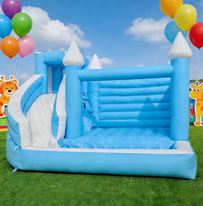 <span class=keywords><strong>Location</strong></span> de château gonflable blanc moderne de grande taille avec toboggan et fosse à balles, en PVC, pour usage commercial, installation facile, capacité supérieure à 400 kg - Product Image 1