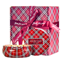 Bougies parfumées naturelles en boîte de conserve ronde en fer, cadeau de la Saint-Valentin, vente en gros, personnalisables, à l'huile essentielle de rose, en cire de soja, à triple mèche