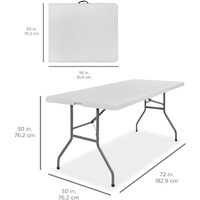 Table pliante en plastique blanche à usage intensif pour pique-nique intérieur et extérieur camping avec poignée portable