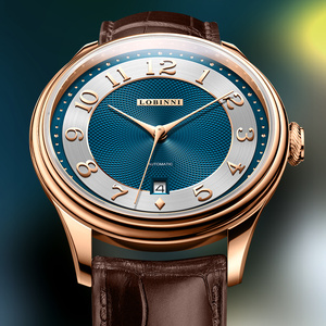 Montre mécanique automatique de luxe pour homme, boîtier en acier inoxydable, bracelet en cuir et acier inoxydable, cadran en cristal saphir, <span class=keywords><strong>5BAR</strong></span> - Product Image 3