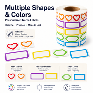 Etiquetas de Vinilo Personalizadas con Nombre, Resistentes al Agua y Aptas <span class=keywords><strong>para</strong></span> Lavavajillas, Rollo de Pegatinas Personalizadas <span class=keywords><strong>para</strong></span> Niños, Escuela, Hogar, Organización y Almacenamiento - Product Image 2