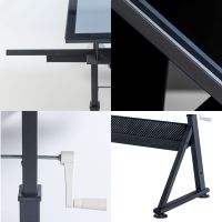 Table à dessin réglable noire contemporaine nouveau style bureau à dessin en verre pour bureau à domicile