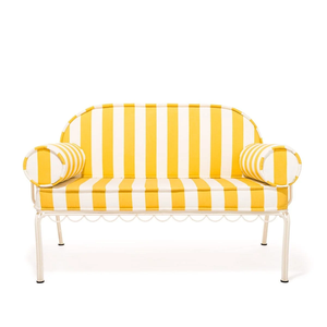 Modernes Gestreiftes Edelstahl-Gartensofa mit 3 Sitzen und Schnelltrocknenden Kissen, Vintage Gebogener Bogenrahmen Outdoor-Loveseat - Product Image 3