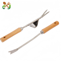 Set Alat Kebun Mini Gagang Kayu Grosir 3pcs Sekop Hortikultura Cangkul Garu Penyiang Gulma untuk Tanaman Pot Penanaman Bunga DIY
