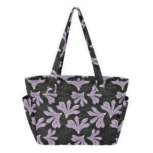Sac fourre-tout matelassé en polyester pour femme, grande capacité, usage quotidien, motif fleur de Naupaka hawaïenne, avec fermeture éclair, personnalisable avec logo - Product Image 2