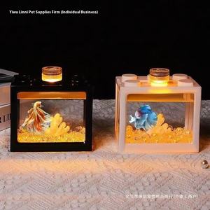 Internet celebrosa piccola vasca di pesce blocchi di costruzione di ornamenti paesaggistici ecologici in vetro <span class=keywords><strong>acquario</strong></span> tartaruga insetto animale domestico - Product Image 2