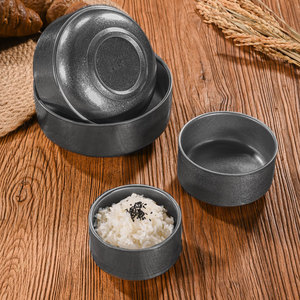 Bol rétro à double couche en acier inoxydable 304 pour riz, soupe, camping, utilisation en extérieur, design couleur unie - Product Image 1