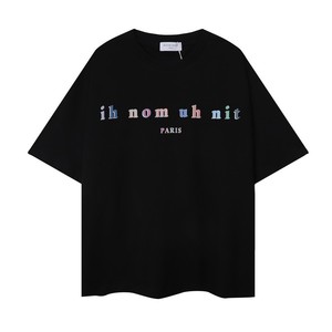 T-shirt Homme Oversize Hip-Hop Imprimé Lettres Arc-en-ciel <span class=keywords><strong>PARIS</strong></span> Effet Marque d'Eau 100% Coton 240g Respirant Écologique - Product Image 2