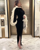 Robe Abaya en Velours pour Femmes Musulmanes, Style Dubaï, OEM/ODM, Robe Modeste avec Dentelle, Robe de Soirée Élégante en Velours à Volants pour Mariage
