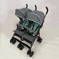 Poussette double pliable compacte et détachable pour bébés, prix de gros fabricant, tissu Oxford, cadre en acier inoxydable, 20 kg