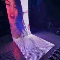Pantalla LED a Todo Color P3 para Publicidad y Animación, Malla Transparente de Píxeles para Paredes de Vidrio Interiores y Exteriores, Impermeable y Flexible