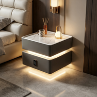 Table de chevet intelligente en bois avec serrure, design écologique et durable, 2 tiroirs, pour salon