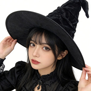 Sombrero <span class=keywords><strong>de</strong></span> <span class=keywords><strong>Bruja</strong></span> <span class=keywords><strong>de</strong></span> Terciopelo Negro Plisado para Halloween, para Fiestas <span class=keywords><strong>de</strong></span> Disfraces <span class=keywords><strong>de</strong></span> Invierno, Circunferencia <span class=keywords><strong>de</strong></span> Cabeza <span class=keywords><strong>de</strong></span> 48-50 cm, <span class=keywords><strong>Manualidades</strong></span> <span class=keywords><strong>de</strong></span> Costura - Product Image 3