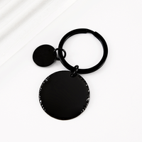 Porte-clés rond en acier inoxydable Ywyougang, style vintage, bord perlé, avec petite étiquette circulaire gravable, cadeau personnalisé, 4 couleurs