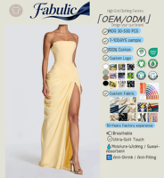 Fabricant OEM ODM de robes de soirée pour femmes sur mesure, vente en gros, robe fourreau en mousseline à épaules dénudées, dos nu, plissée et fendue