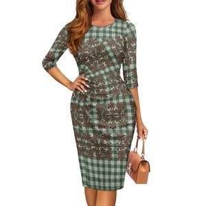 Abito Estivo da Donna con Stampa Botanica Hawaiana Personalizzata, Lunghezza al Ginocchio, Ecologico, Traspirante, Sexy ed Elegante per la Sera - Product Image 4