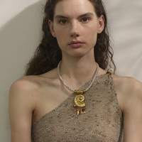 Collier pendentif XY 5282 en acier inoxydable style bohème avec pierre naturelle et perle simulée, coquillage PVD, pour femme, bijoux de plage