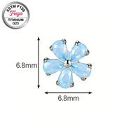 Custom Flower Crystal Earrings for Women G23 Titanium Internal Threaded Fashion Cute Tragus Helix Stud Piercing Jewelry Earrings