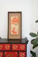 Panel dinding seni tekstil dekoratif bertema bunga, tenun brokat sutra murbei gaya Chinoiserie buatan tangan, karya seni ramah lingkungan