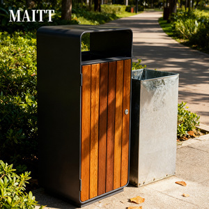 Customized high-end stainless steel outdoor waste <b>bins</b> for scenic spots and hotels; corrosion-resistant and <b>large</b> capacity for - Product Image 3