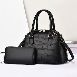 Women's Gift 2PCS Handbag Purse Set High Quality PU Leather Tote Bags With Shoulder Strap - Product Image 3