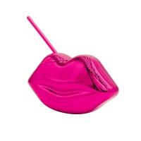 Gobelet isotherme en plastique de 20 oz, style américain, mignon, en forme de lèvres flamboyantes, avec paille, isolation thermique 0-6 heures, cadeau de fête pour la Saint-Valentin