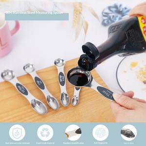 طقم أكواب وملاعق قياس مغناطيسية بالكامل قابلة للتعليق، 13 قطعة، أدوات قياس للمطبخ والخبز - Product Image 3
