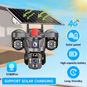 V380PRO Solar Outdoor Camera Triple Lens Full Color Night Vision 5G Network <b>Security</b> Surveillance With Solar Panel And Type C - Product Image 5