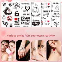 Autocollants de tatouage temporaires pour femmes et filles, lèvres rouges sexy, fleurs aux couleurs vives, Saint-Valentin, tatouage pour couples, Tatouage Femme