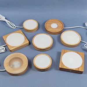 Wholesale Creative Solid <b>LED</b> Wooden 3D <b>LED</b> Night Light Base Wooden Lamp Holder - Product Image 1