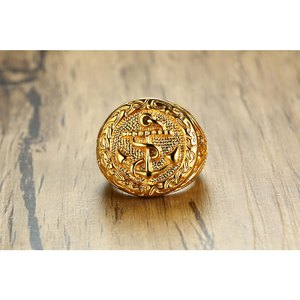 Anello di lusso Vintage in acciaio inox <span class=keywords><strong>oro</strong></span> per gli uomini Punk ancora anello di <span class=keywords><strong>nozze</strong></span> con sigillo per la festa di anniversario taglio gioielli accessori - Product Image 3