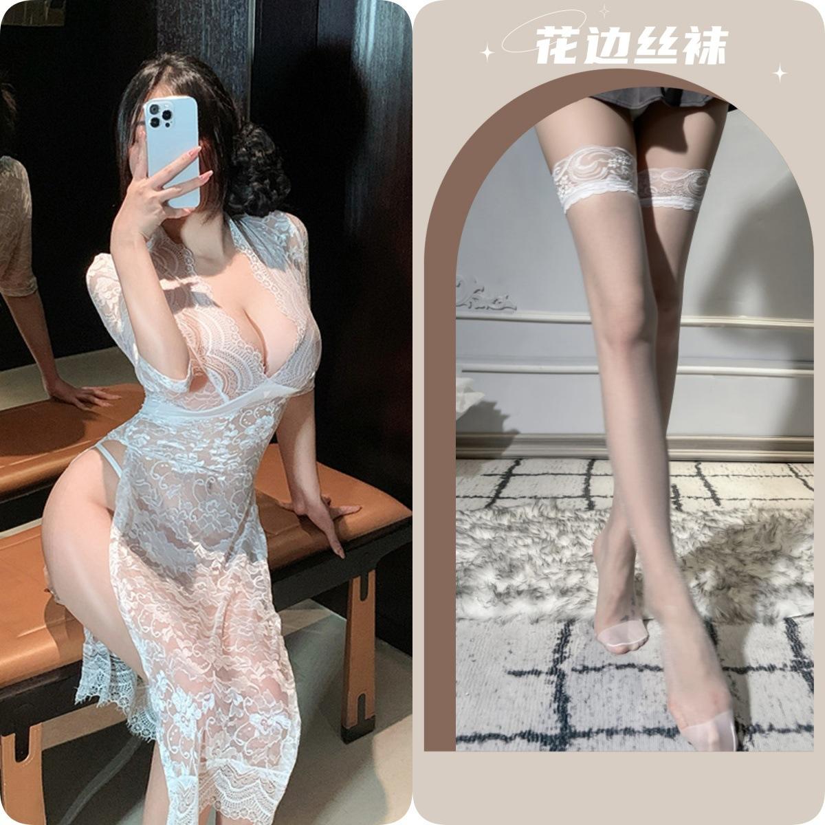 White long dress + T pants + white stockings