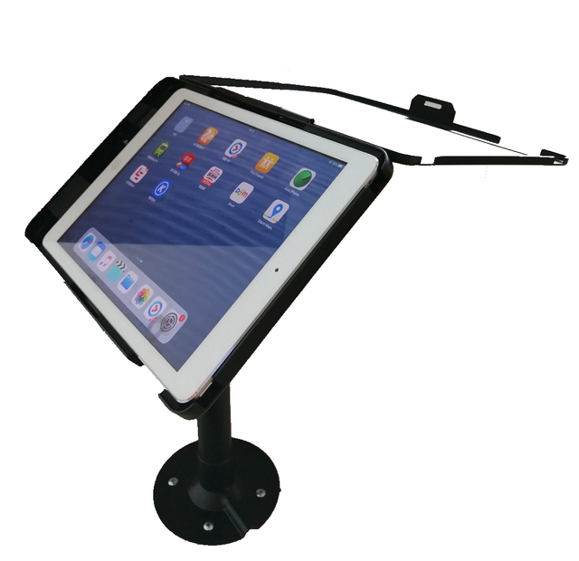 Security Tablet Stand with Lock and Key for Ipad 10.2" Height Adjustable Table Holder for Sale Metal Desktop Tablet Mount