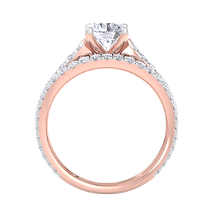 Luxury 18K Rose Gold Plated Round Cut Moissanite Engagement <b>Ring</b> <b>Set</b> Multi Row Pave Bridal Wedding <b>Ring</b> for <b>Women</b> - Product Image 1